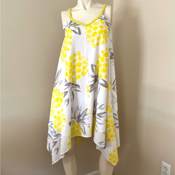 NEW pineapple print asymmetrical sun dress - Picture 3 of 7